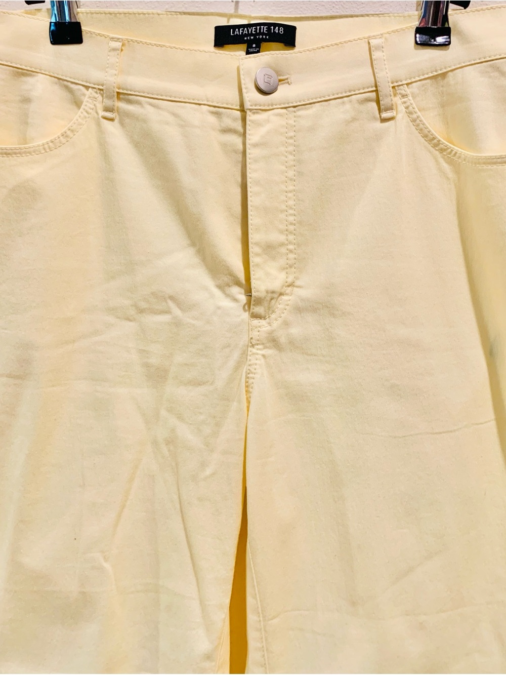 Lafayette 148 New York Light Yellow Stretch Twill Straight Leg Pants Size 8 EUC